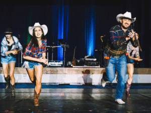 Beatriz and Karsten dancing to a country song