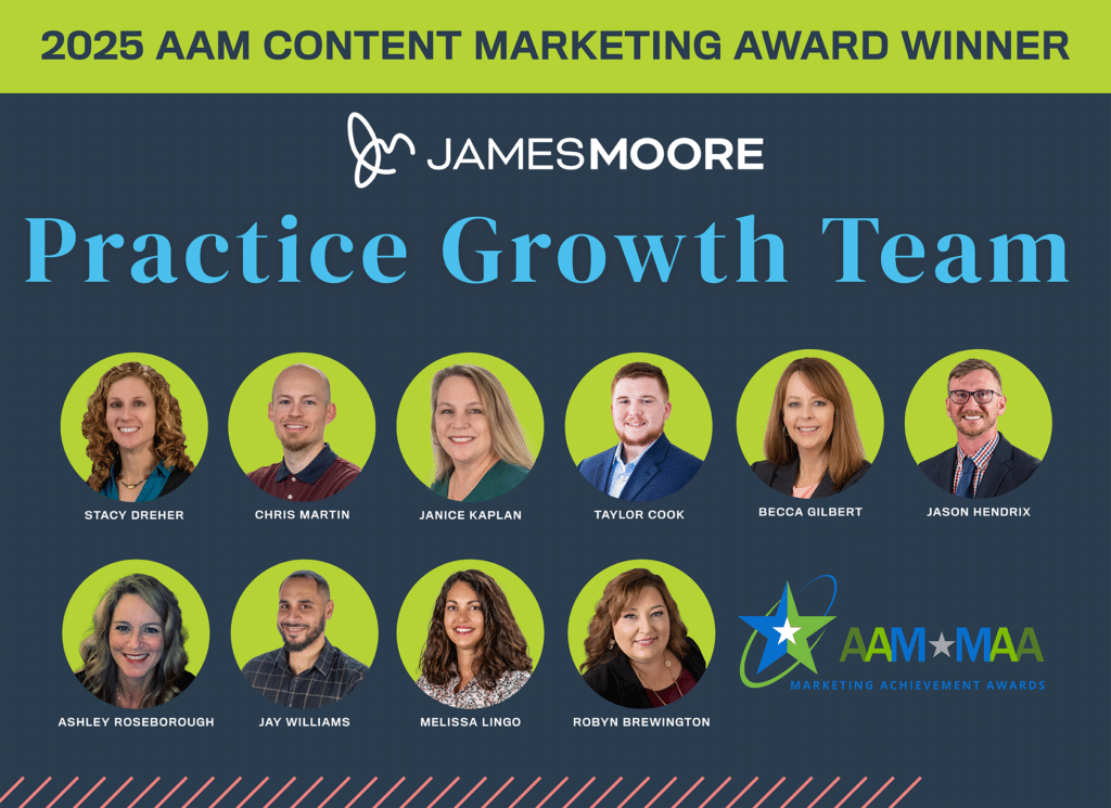 James Moore's marketing team win an 2025 AAM award for Content Marketing.
